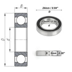 Deep Groove Ball Bearing 6802DD for Scooter Skateboard Wheel (15x24x5mm)