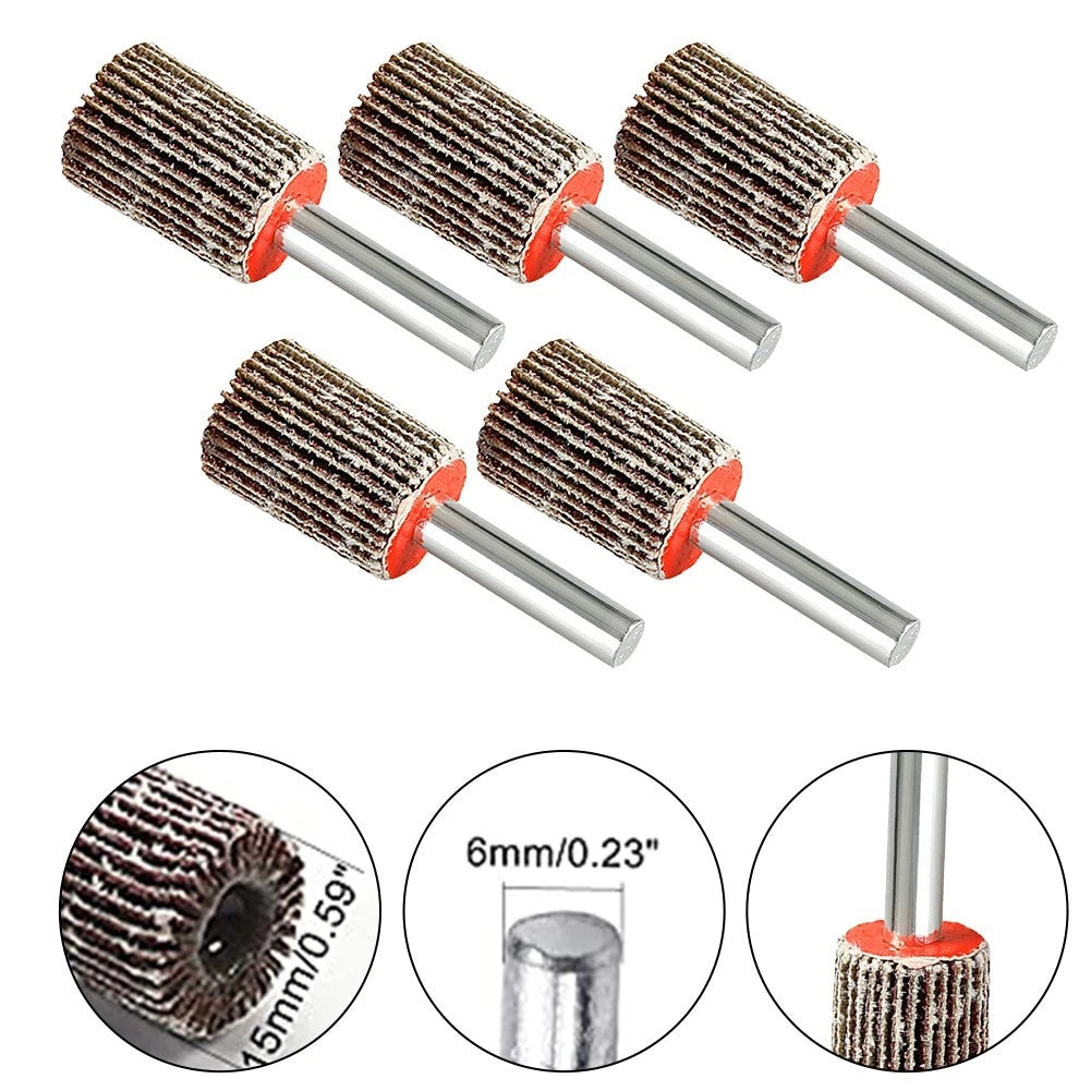 Pack of 5 Professional 15mm Flap Wheels for Deburring and Finishing 80 Grit