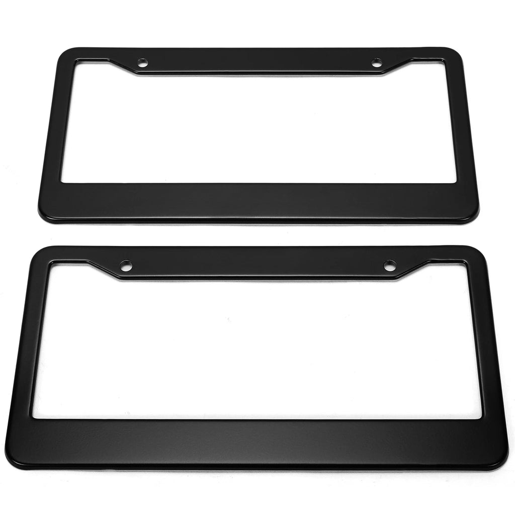 2X Stainless Steel Black License Plate Frame Tag Cover Caps