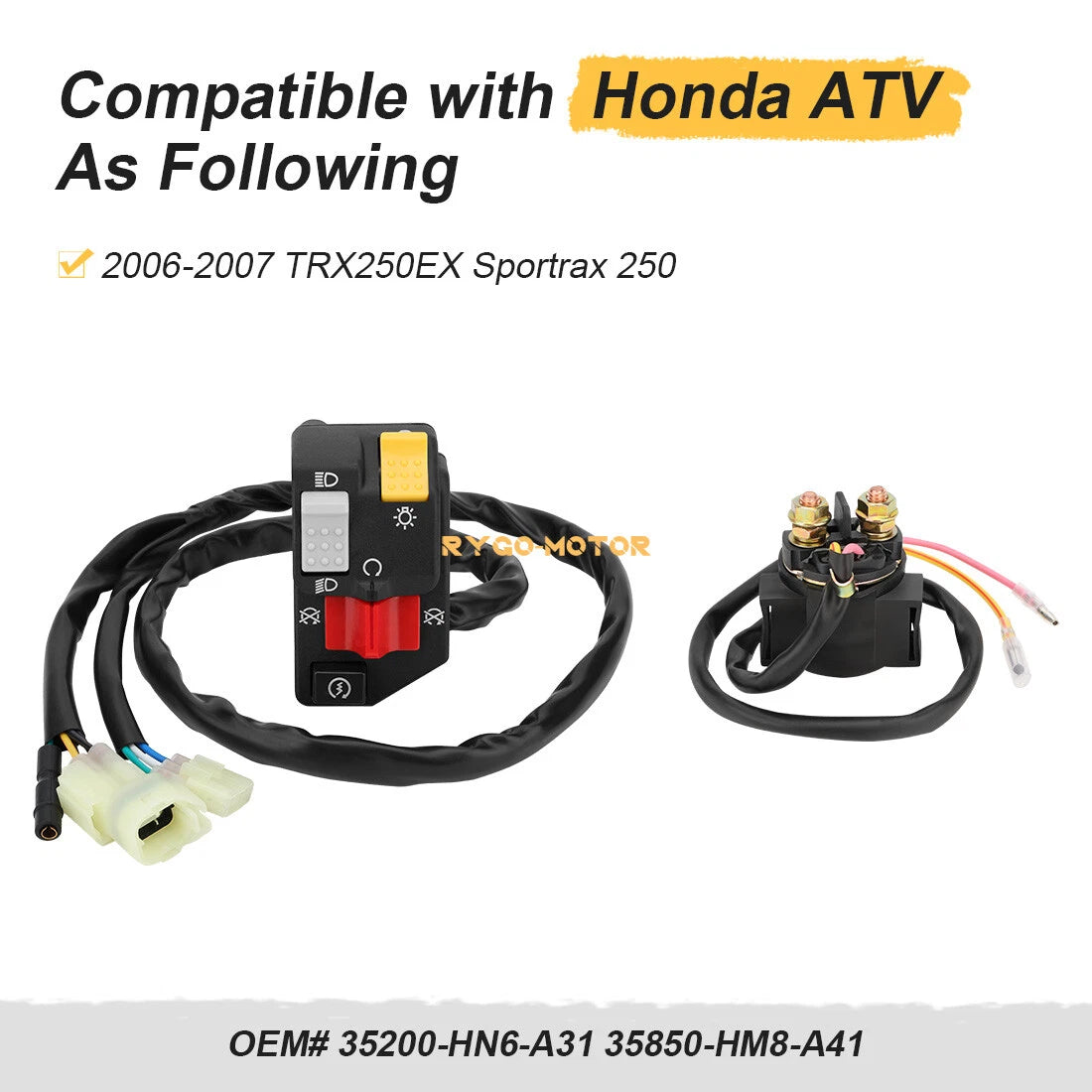 Handlebar & Starter Relay Switch for Honda TRX250EX 250EX (2006–2007)