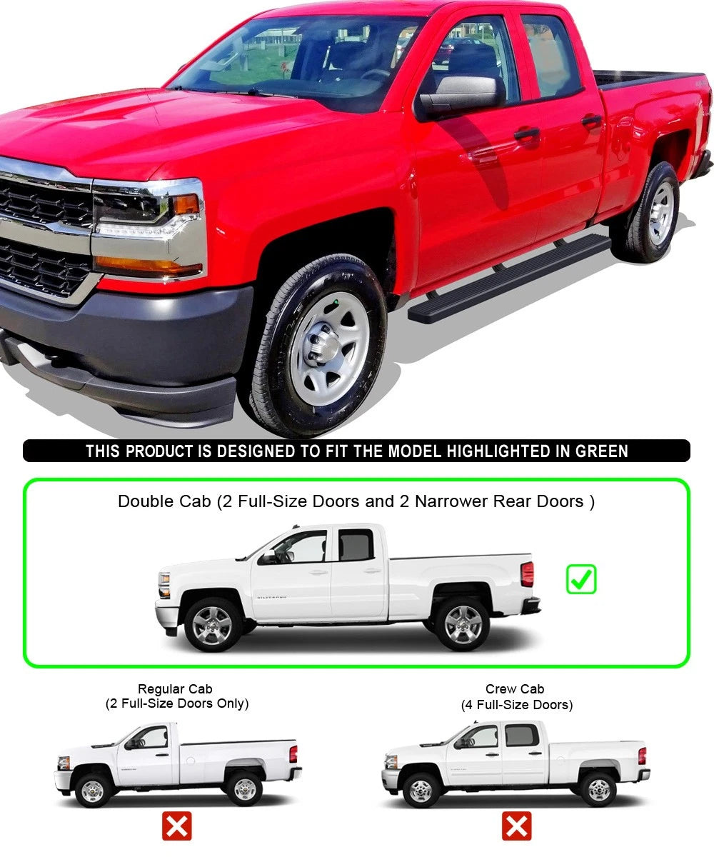 Set of 2 Stainless Steel Running Boards for Silverado/Sierra (2007–2018)
