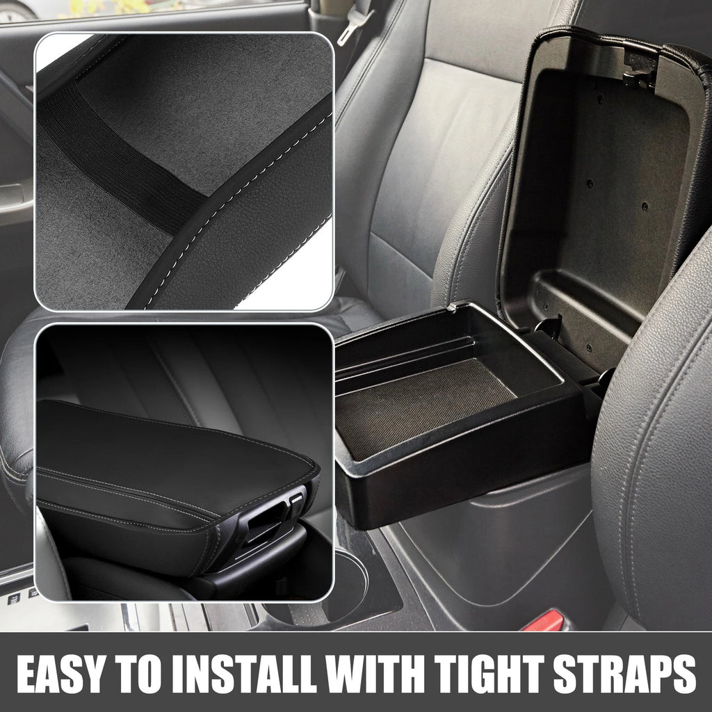 Center Console Pad for Ford Bronco Sport (2020–2023) Black White Stitches