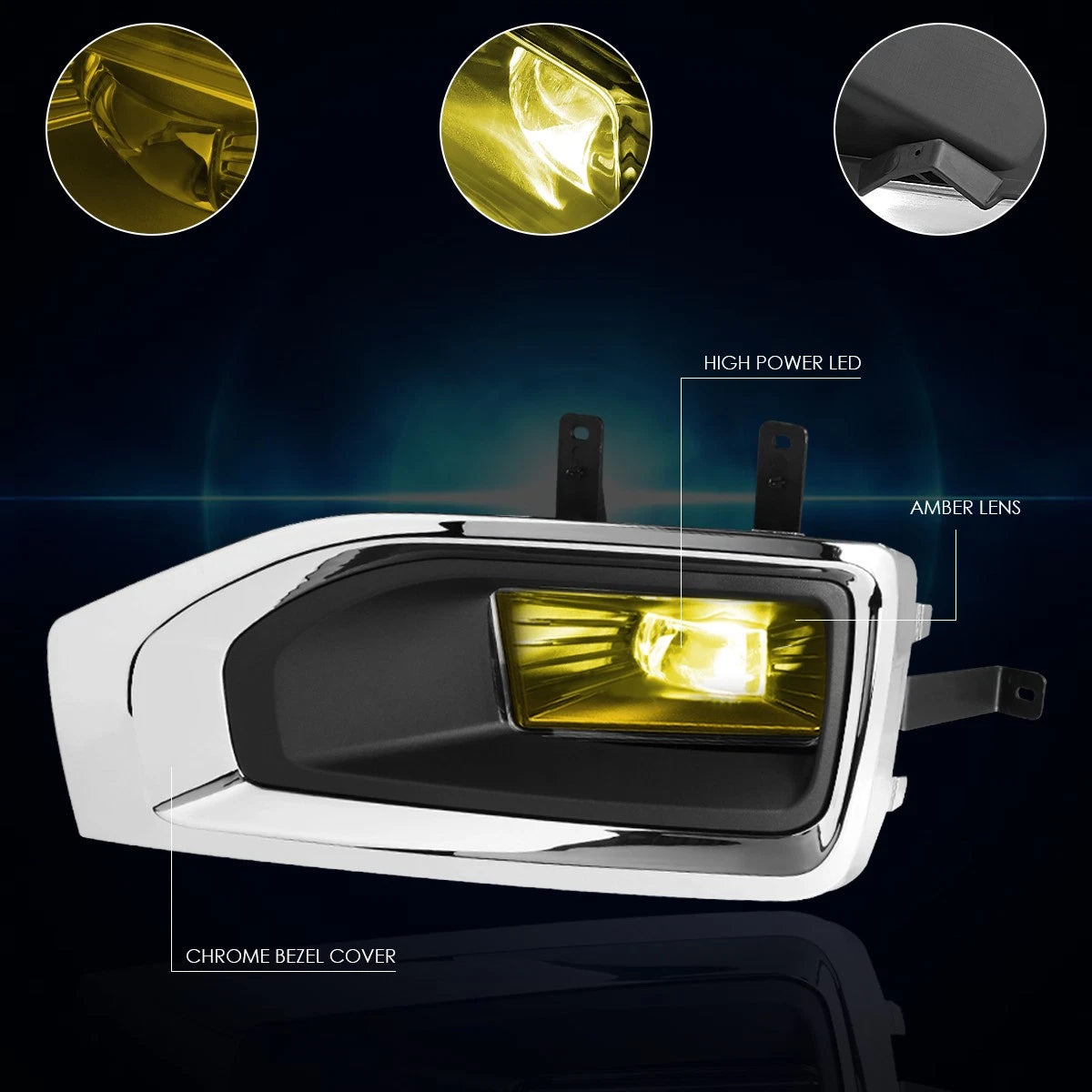 High-Power LED Amber Fog Lights + Bezels + Switch for GMC Yukon XL (2015–2018)