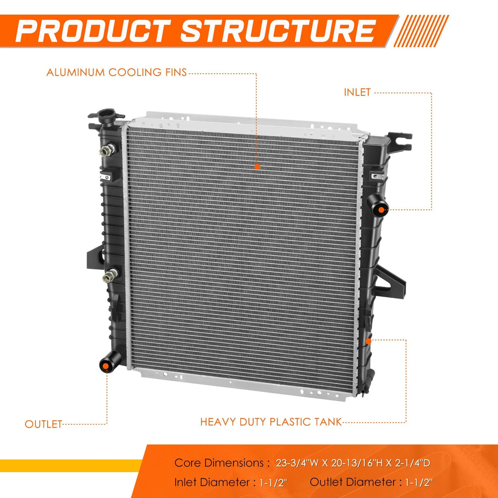 Aluminum OE Style Radiator for Explorer Sport Trac/Mountaineer (1997–2005) DPI-2174