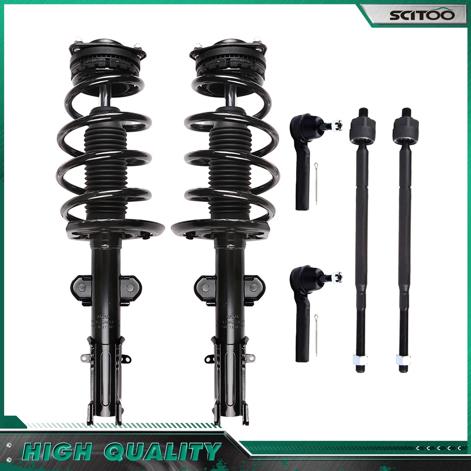 Set of 4 Front Struts Tie Rods Sway Bar for Dodge Grand Caravan Town & Country (2008–2018)