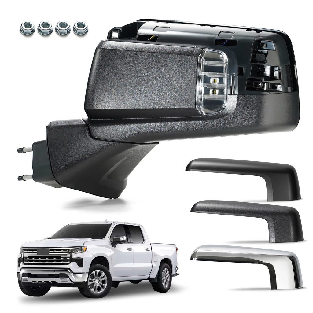Side Mirror for Chevy Silverado 1500 (2019–2024) W/LED Lamp, Heated, 8 Pins