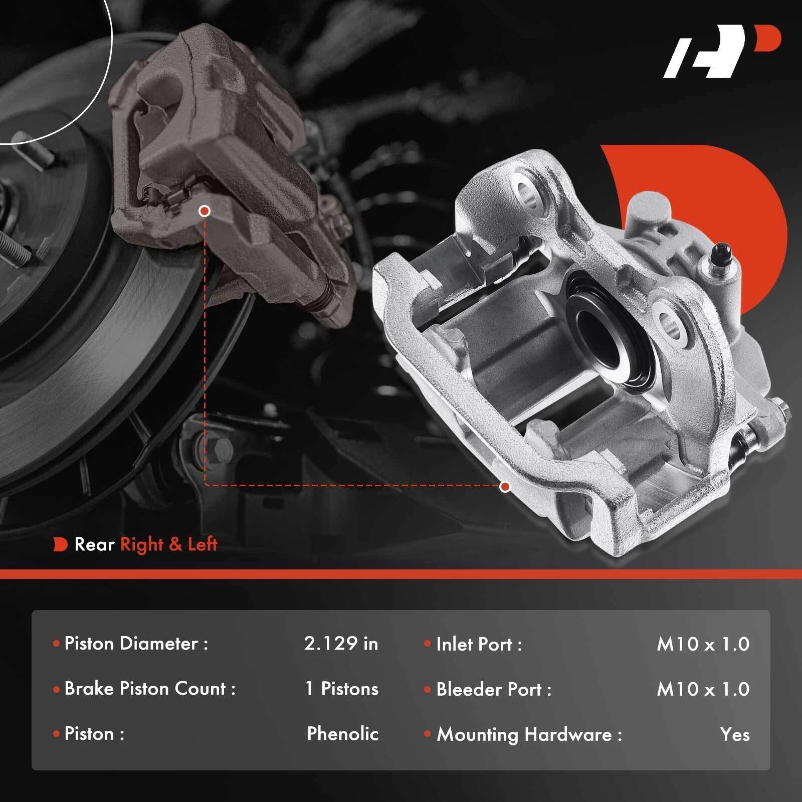 Pair Rear Brake Calipers for Chevy Silverado 1500, GMC Sierra 1500 (1999–2002)