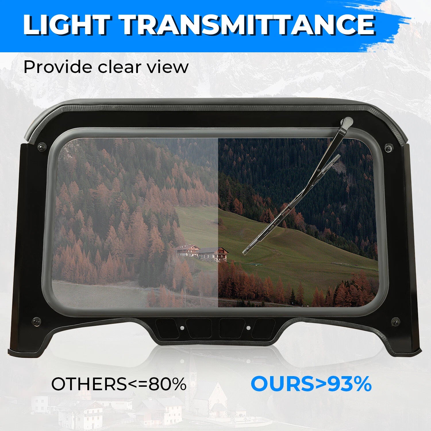 Glass Front Windshield for Polaris RZR XP/XP4 1000 (2019–2023)