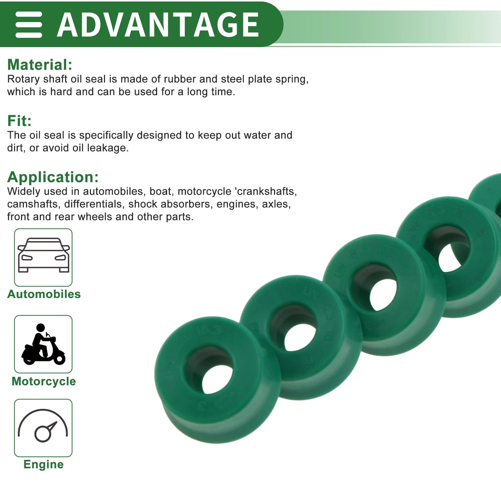 Set of 5 Oil Seal Ring Rotary Shaft Seal 6.3x16.3x8mm High Pressure