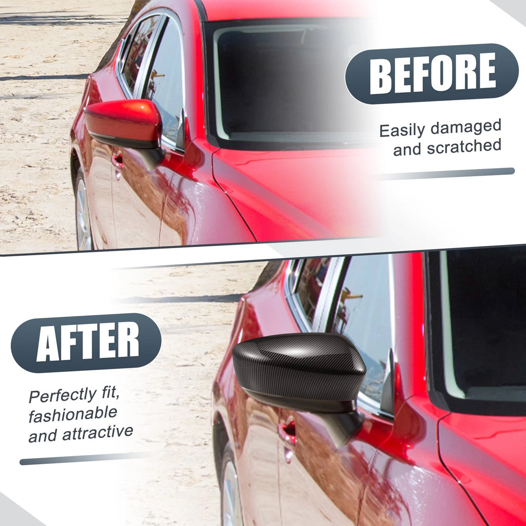 1 Pair Rearview Mirror Cover Overlay for Mazda 3 Axela (2014–2019) Carbon Fiber