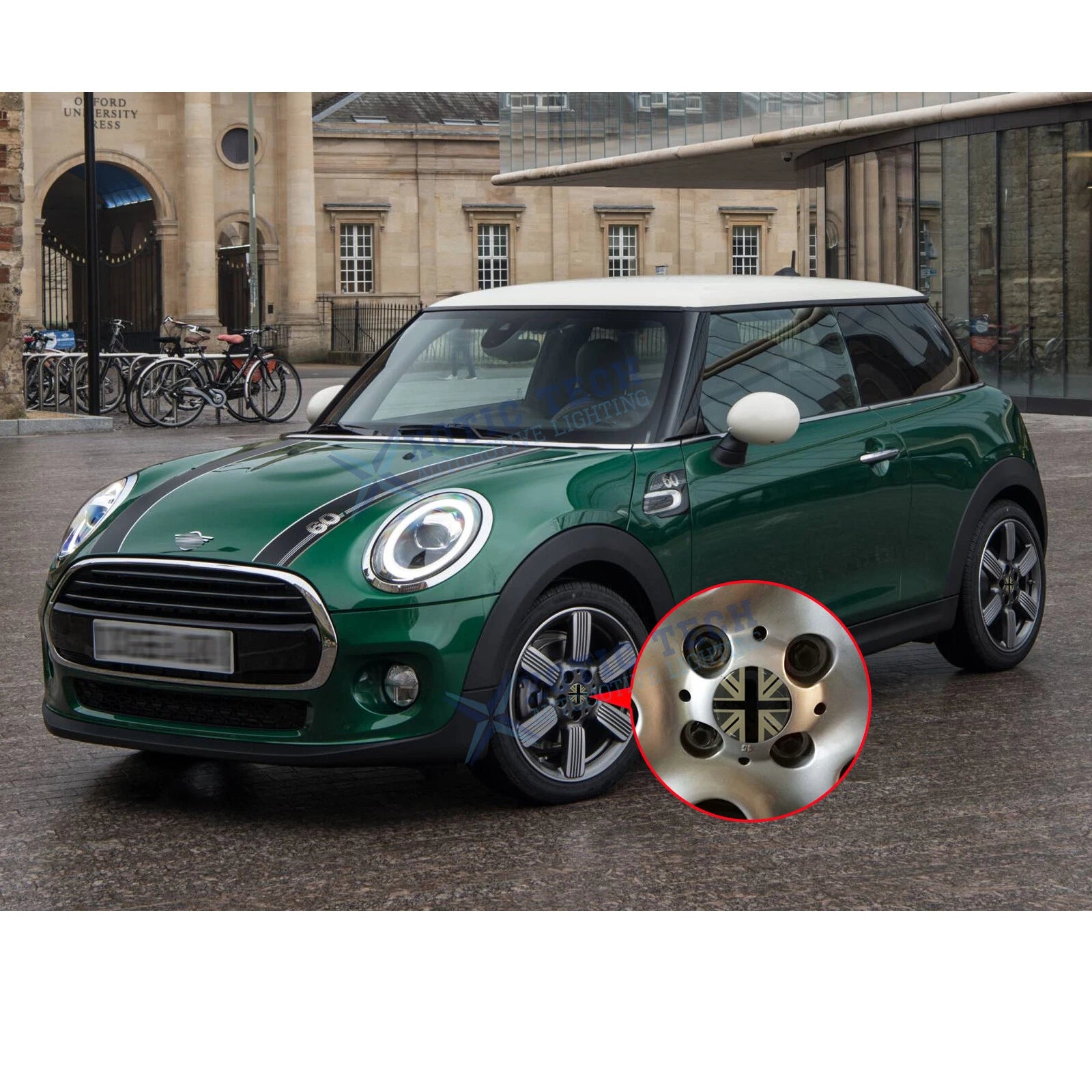 4x Black Grey Union Jack UK Flag Wheel Center Cap Covers for MINI Cooper (2007-2013)