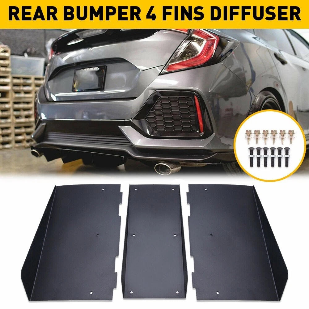 Rear Diffuser for Ford Mustang (2015–2023) 4 Fins Bumper Splitter Lip