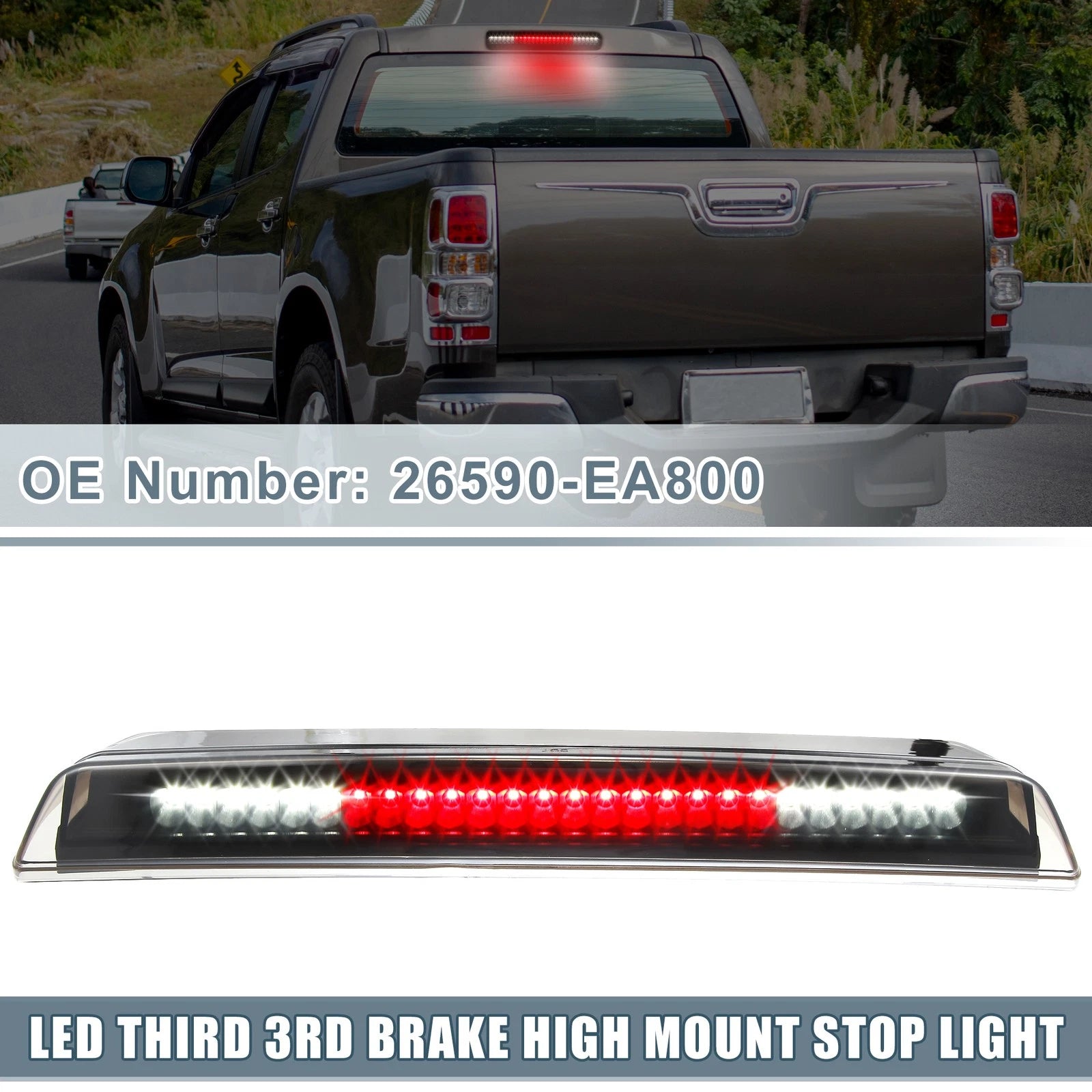 High Mount Stop Light 26590-EA800 for Nissan Titan (2004–2015) Black Smoked Lens