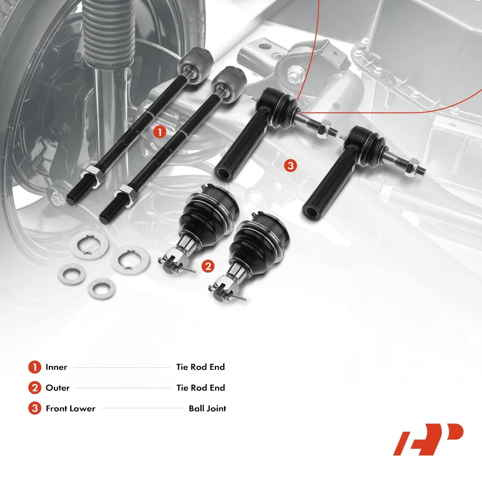 6x Tie Rod End Ball Joint for Chevy Silverado 1500 Tahoe (2007–2019)