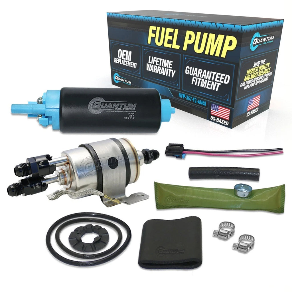 QFS Intank Fuel Pump + Fuel Filter for GM (1982–1995) EP381, 6AN/8AN Fittings
