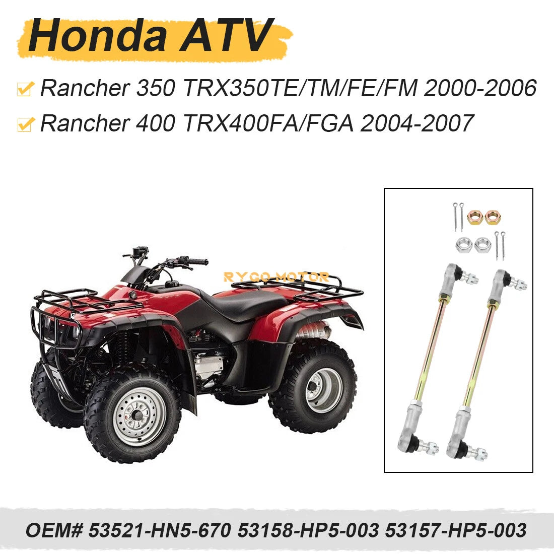 Set of 2 Tie Rod Ends for Honda Rancher 350 TRX350TE/TM/FE/FM (2000–2006)