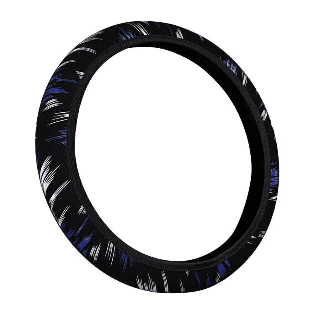 Steering Wheel Cover 37-38CM PU Leather Good Grip for Car Black-Blue