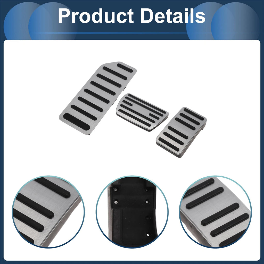 3 Pcs Automatic Foot Accelerator Pedal Covers for Honda Accord (2016–2022) Silver Tone