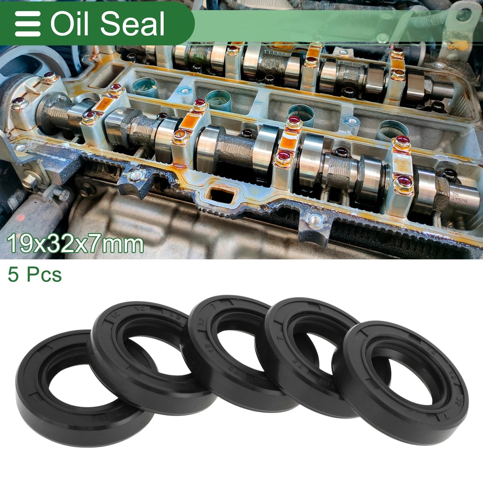 Set of 5 Oil Seal Rotary Shaft Seal NBR Rubber 19x32x7mm