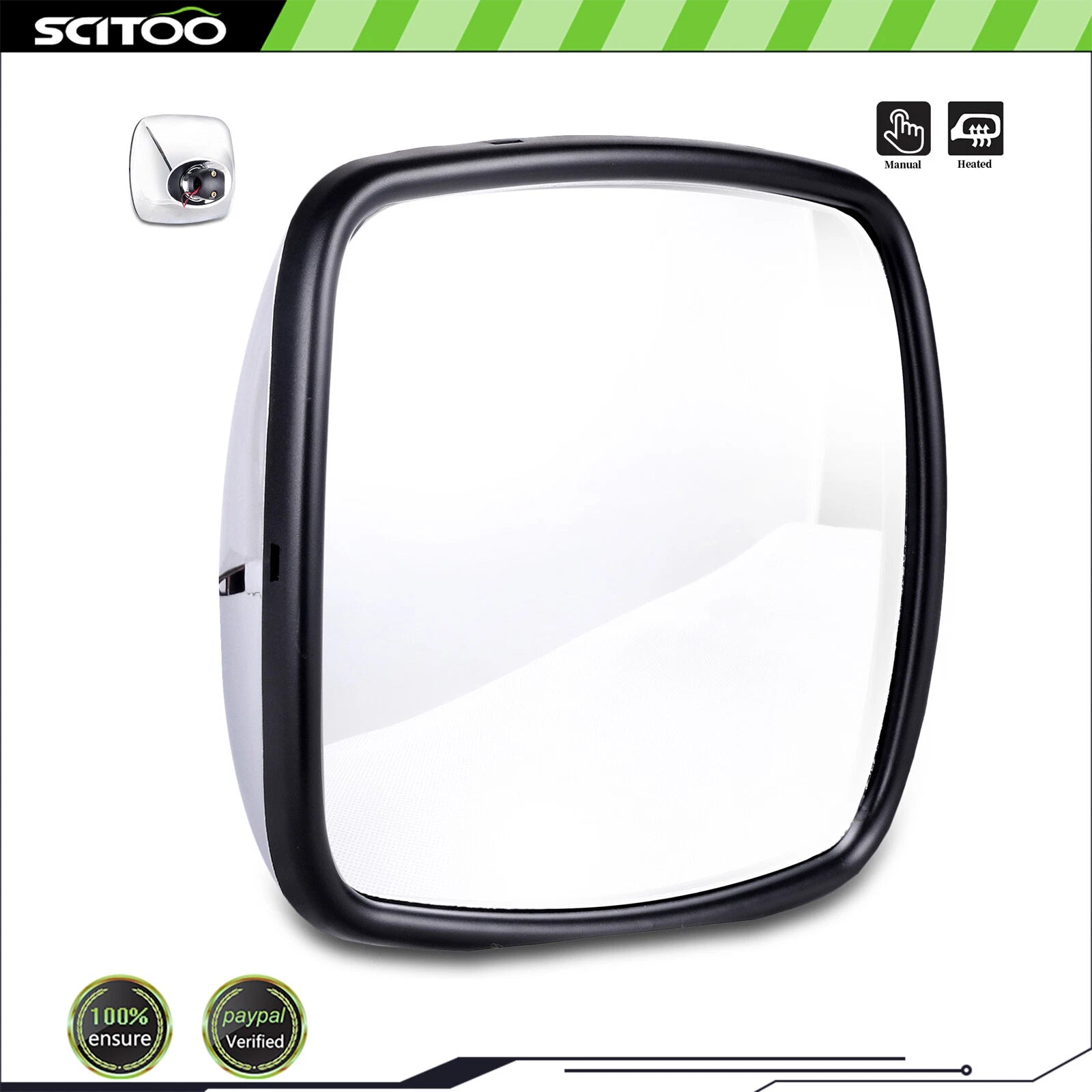 Replacement Side View Wide Manual Heated Mirror for Freightliner M2 Columbia (2002–2019)