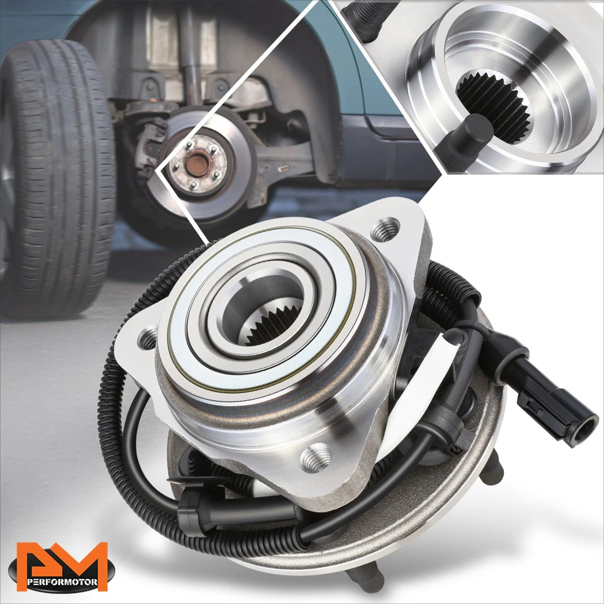 Front Wheel Hub Bearing Kit w/ ABS Sensor for Explorer Ranger B3000 B4000 (1998–2004)