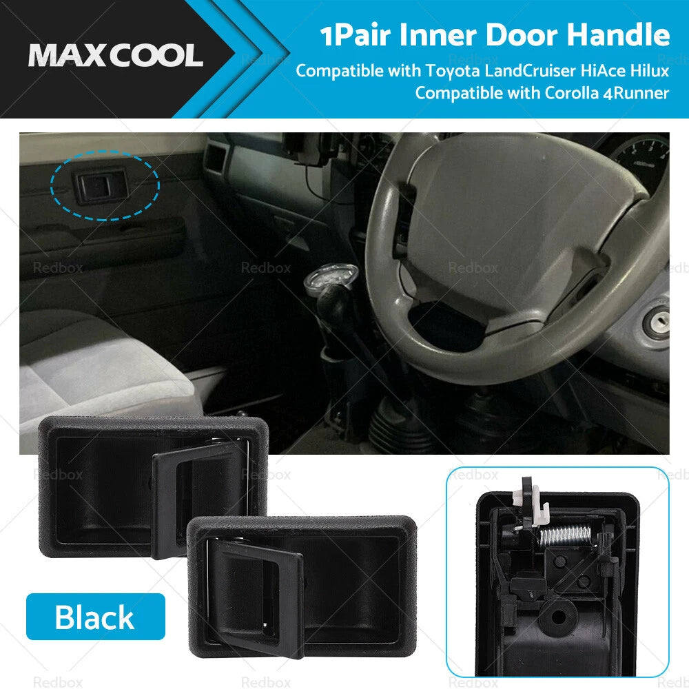 2X Inner Door Handle Black for Toyota Landcruiser (1975–1979)