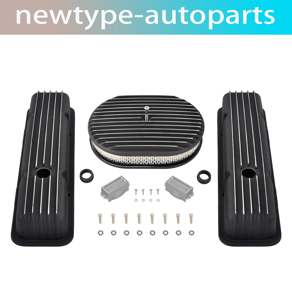 Short Valve Covers & 12" Oval Air Cleaner for Chevy SBC (1958–1986)