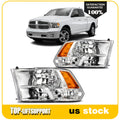 Headlights for Dodge Ram 1500 2500 3500 (2009–2018) Quad Chrome Housing