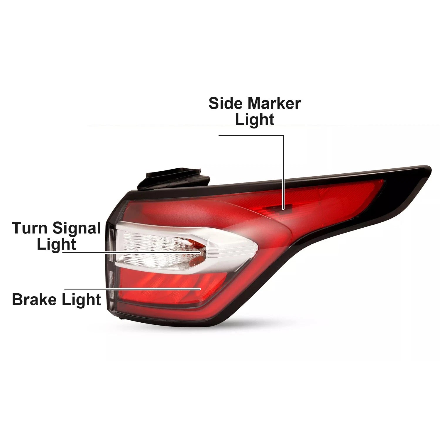 Outer Right Tail Light Brake Lamp for Ford Escape (2017–2019) w/Bulb