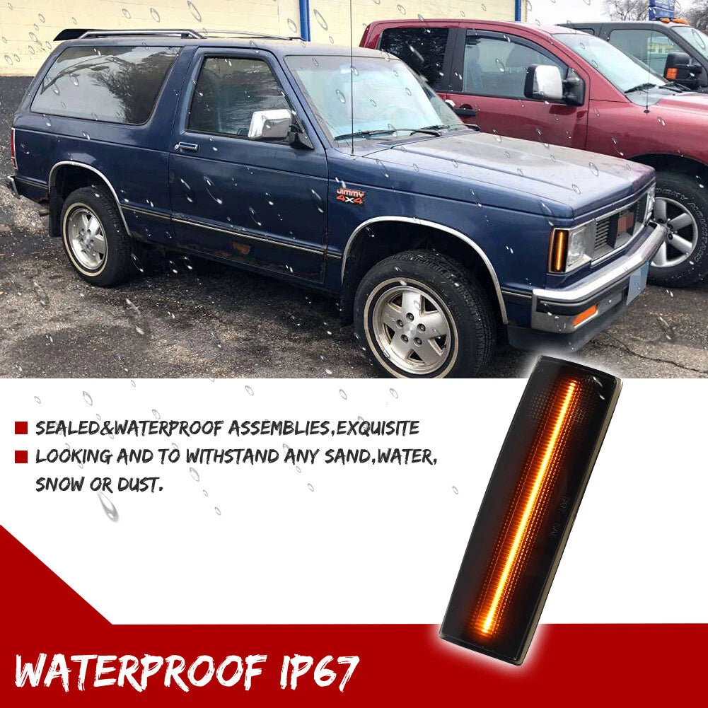 2X Smoked Amber LED Side Marker Lights for Chevy S10 GMC Jimmy (1994–2004)