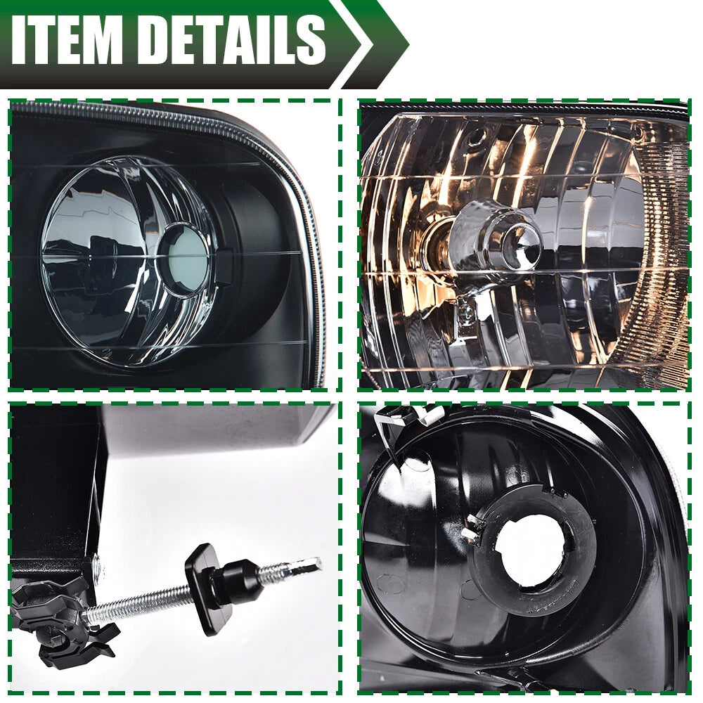 Set of 2 Lightning Style Headlights for Ford F-150 Expedition (1997–2003)