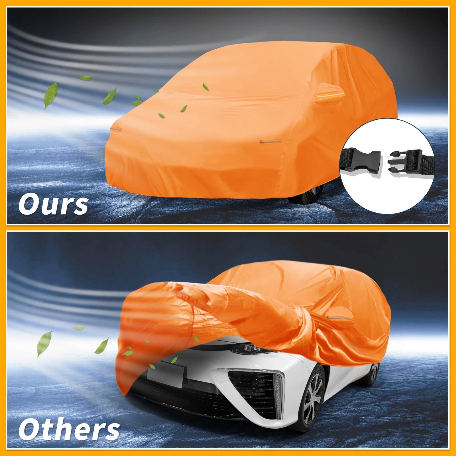 Waterproof Car Cover for Toyota Prius (210D-PU, Orange)