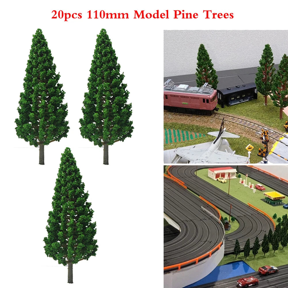 20pc 11cm Pine Trees for O Scale Model Train Railroad Landscape