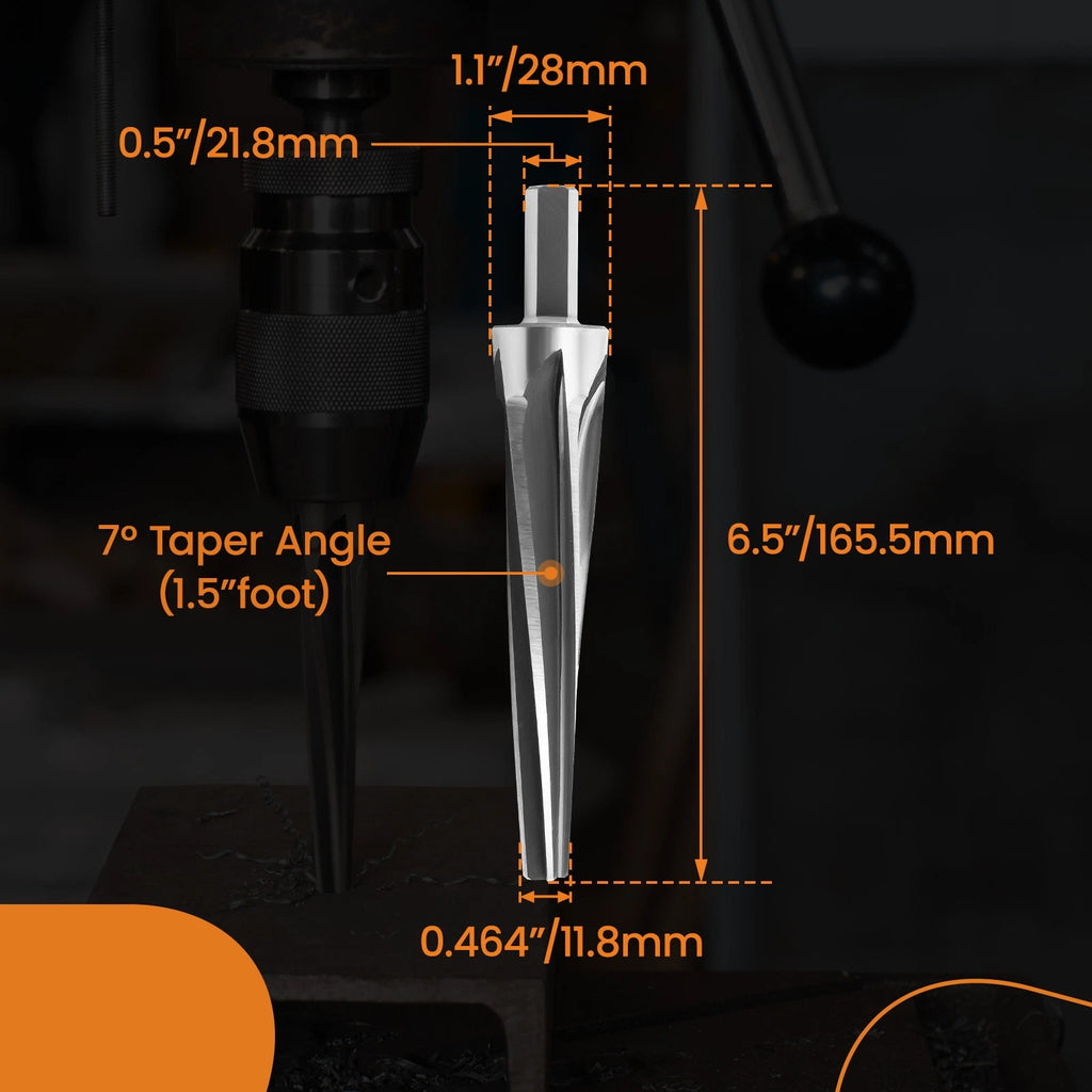 Tapered Ball Joint/Tie Rod Reamer for 7 Degree, 1-1/2" Per Foot