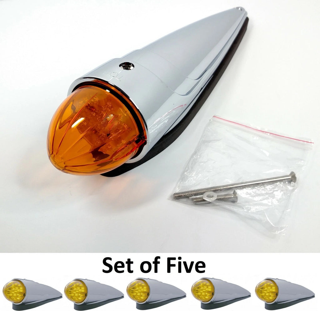 (5) Chrome Amber LED Cab Lights Replacement for Chevrolet C10 (1967–1972)