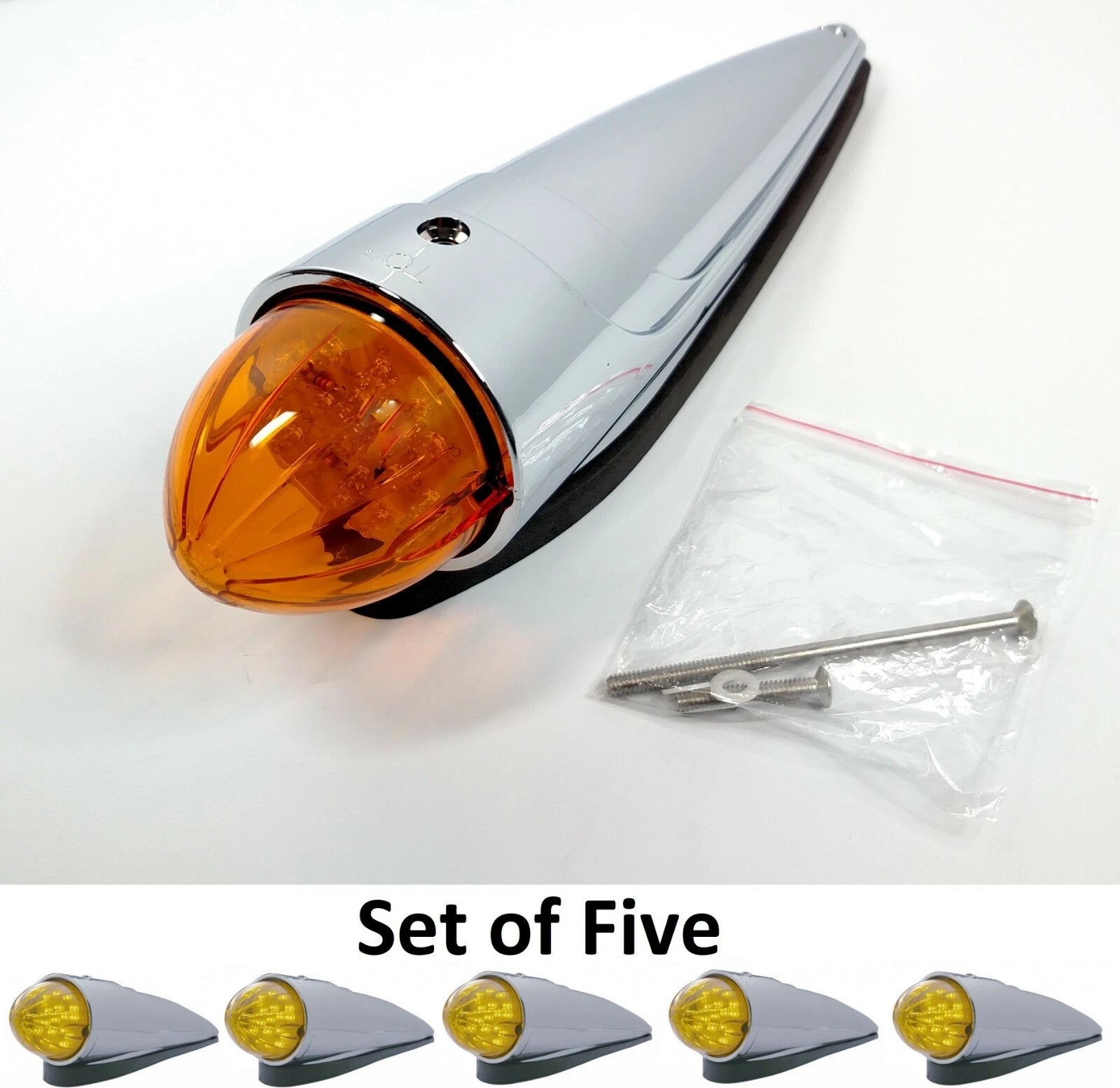 (5) Chrome Amber LED Cab Lights Replacement for Chevrolet C10 (1967–1972)