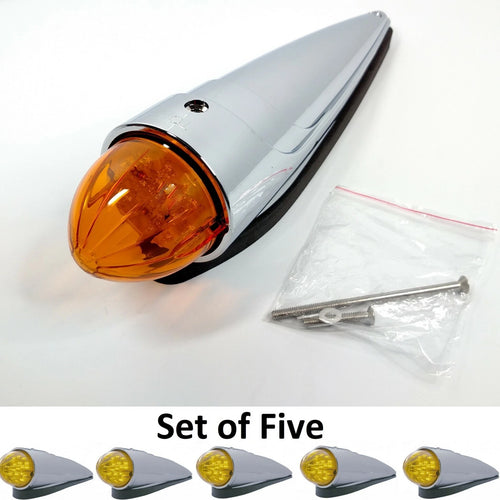 (5) Chrome Amber LED Cab Lights Replacement for Chevrolet C10 (1967–1972)