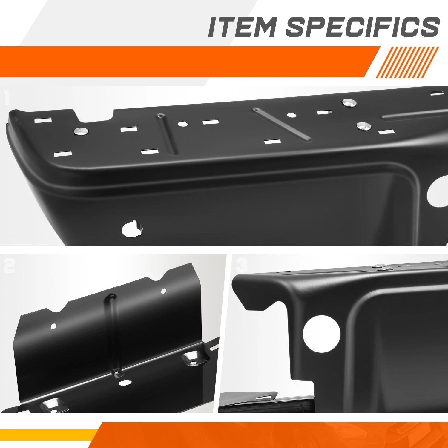 Steel Rear Bumper Face Bar for Ford F250 F350 SD (2008–2016) w/Park Sensor Holes Black