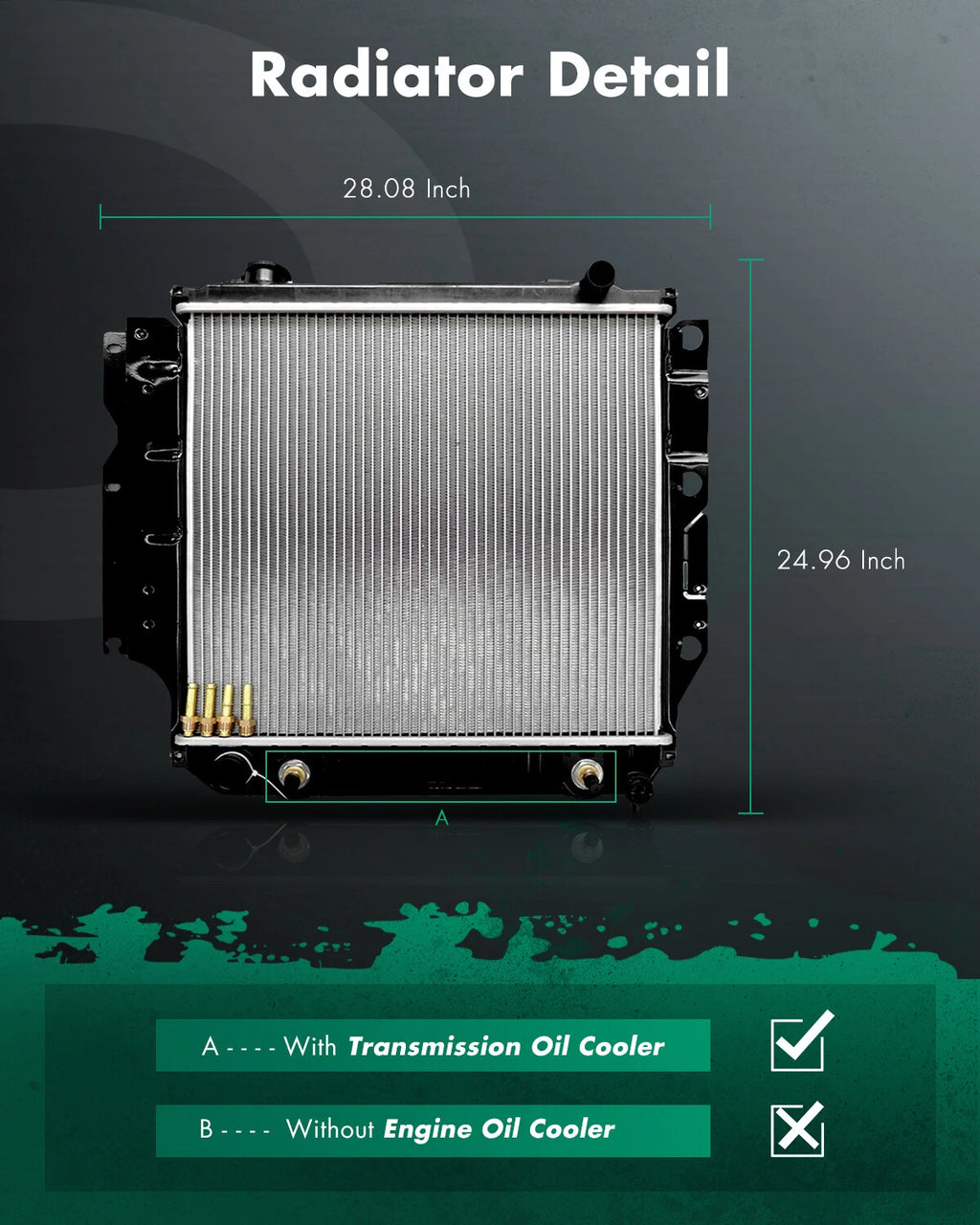 Aluminum Radiator 1682 for Jeep TJ (1997–2006) 2.4L 4.0L