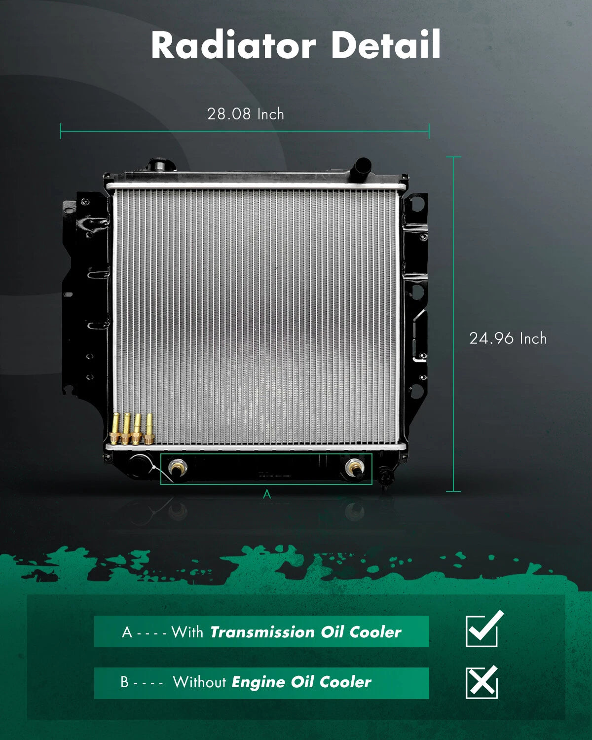 Aluminum Radiator 1682 for Jeep TJ (1997–2006) 2.4L 4.0L