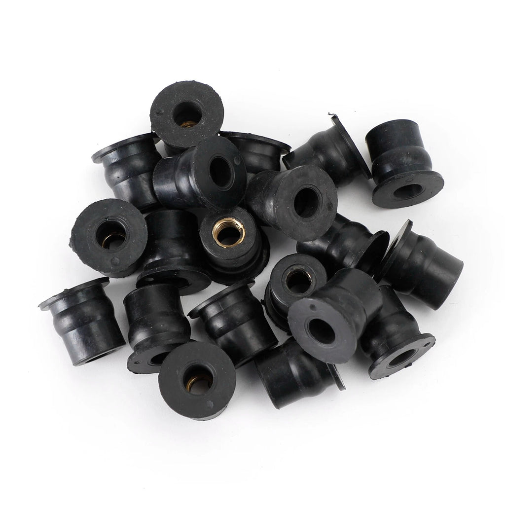 Set of 20 M6 Rubber Well Nuts for Windscreen & Fairing (Fits 13mm Hole)