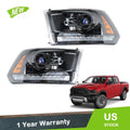 LH+RH Headlight Assembly for Dodge Ram 1500 2500 3500 (2009–2018) Black DRL