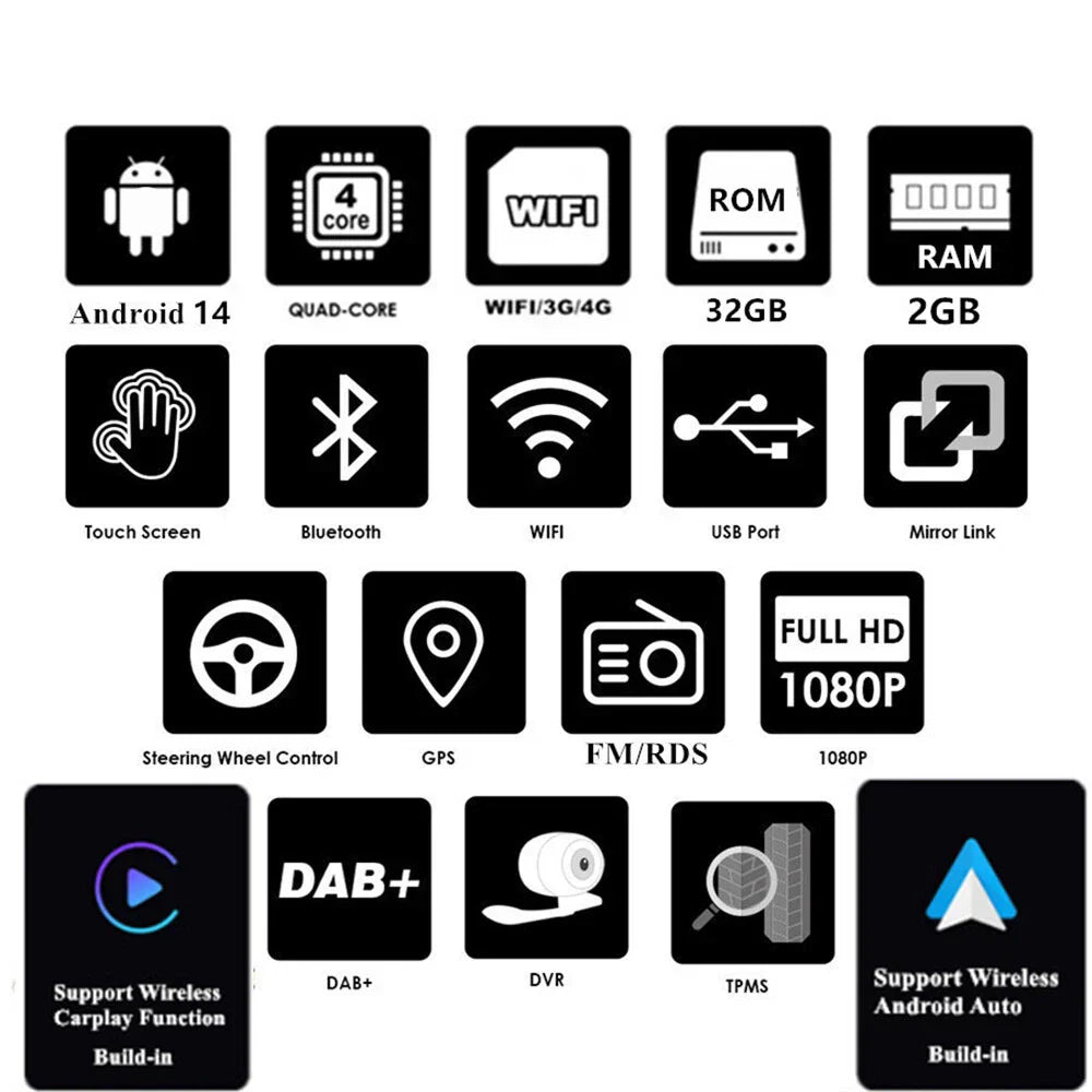 7'' Android Car Stereo GPS Navigation for Fiat Panda (2003-2012)