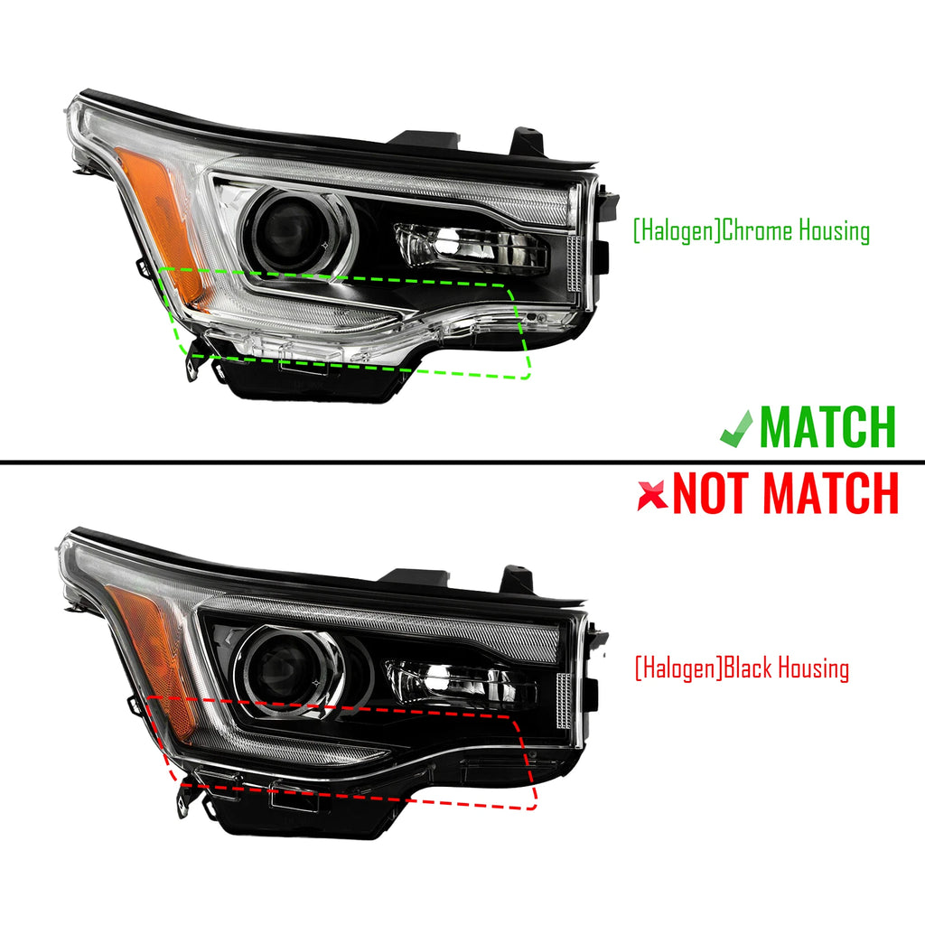 Passenger Side Halogen Headlight for GMC Acadia (2017–2019) w/ LED DRL, Chrome