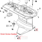 Drain Screw Gasket & Oil Plug Seal for Mercury Mariner Outboard