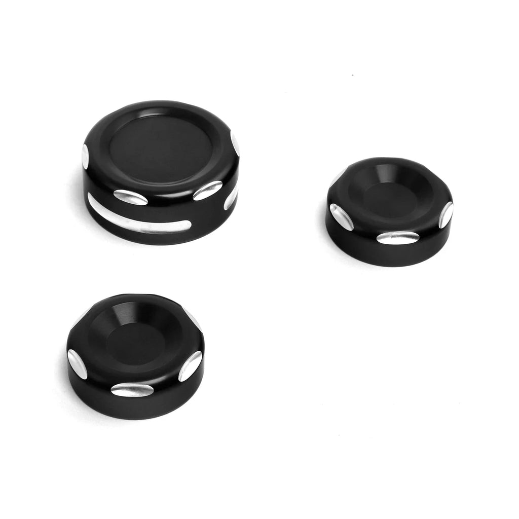 Black Fork Stem Upper Nut Bolt Covers for Harley Dyna Fat Bob FXDF (2006-2017)