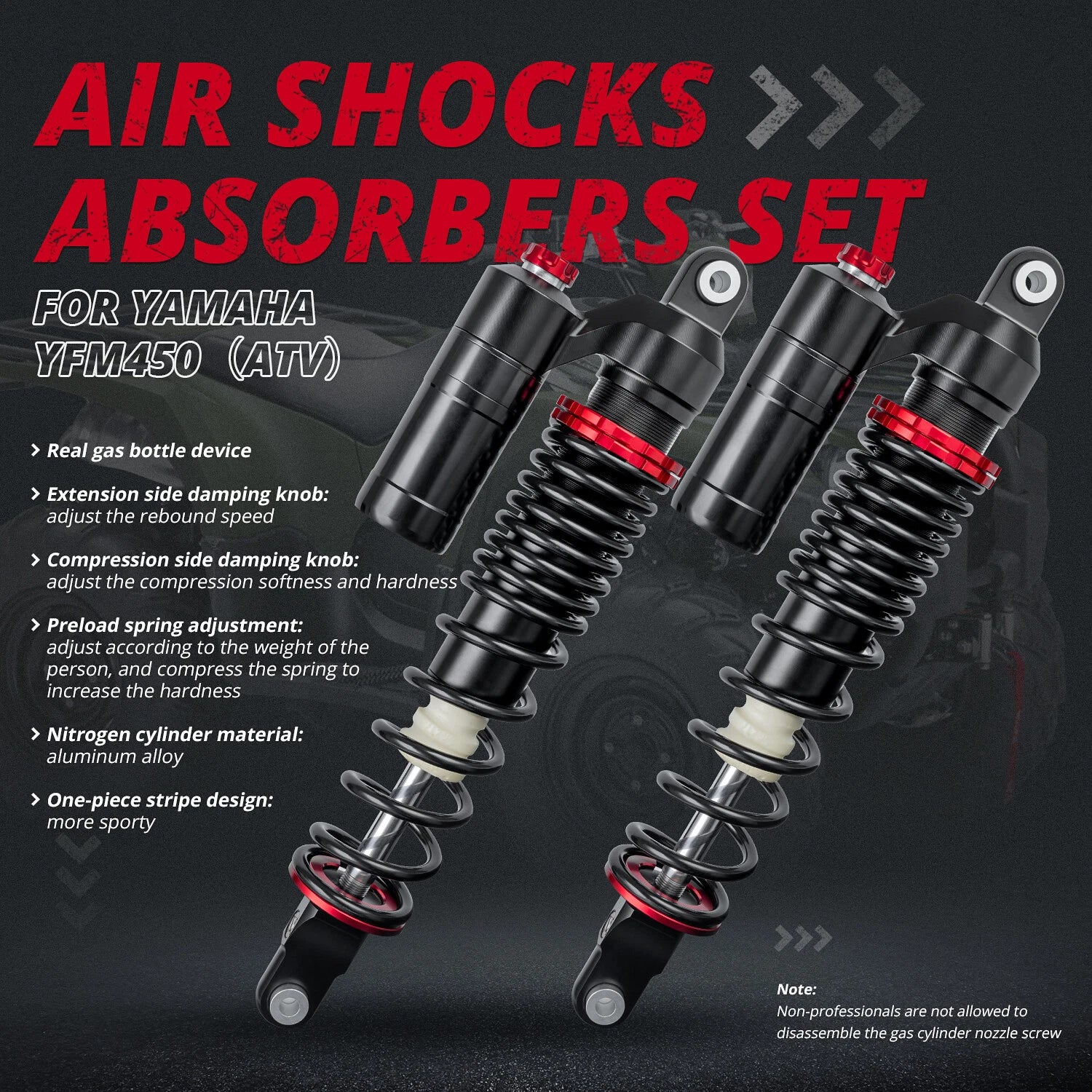 Stage 4 Adjustable Front Air Shocks for Yamaha Raptor 350 YFM350R (2004–2013)