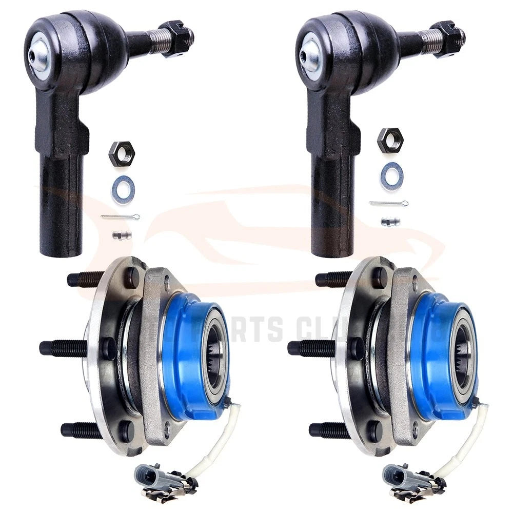 Set of 4 Outer Tie Rod ES3452 + Wheel Hub Bearing Assembly for Buick Pontiac