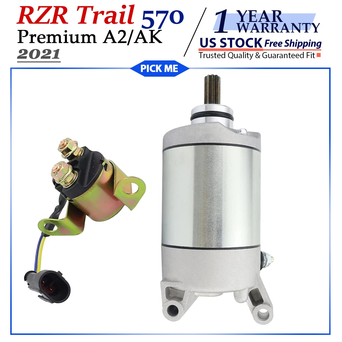 Starter for Polaris RZR Trail 570 (2021) A2 AK with Relay