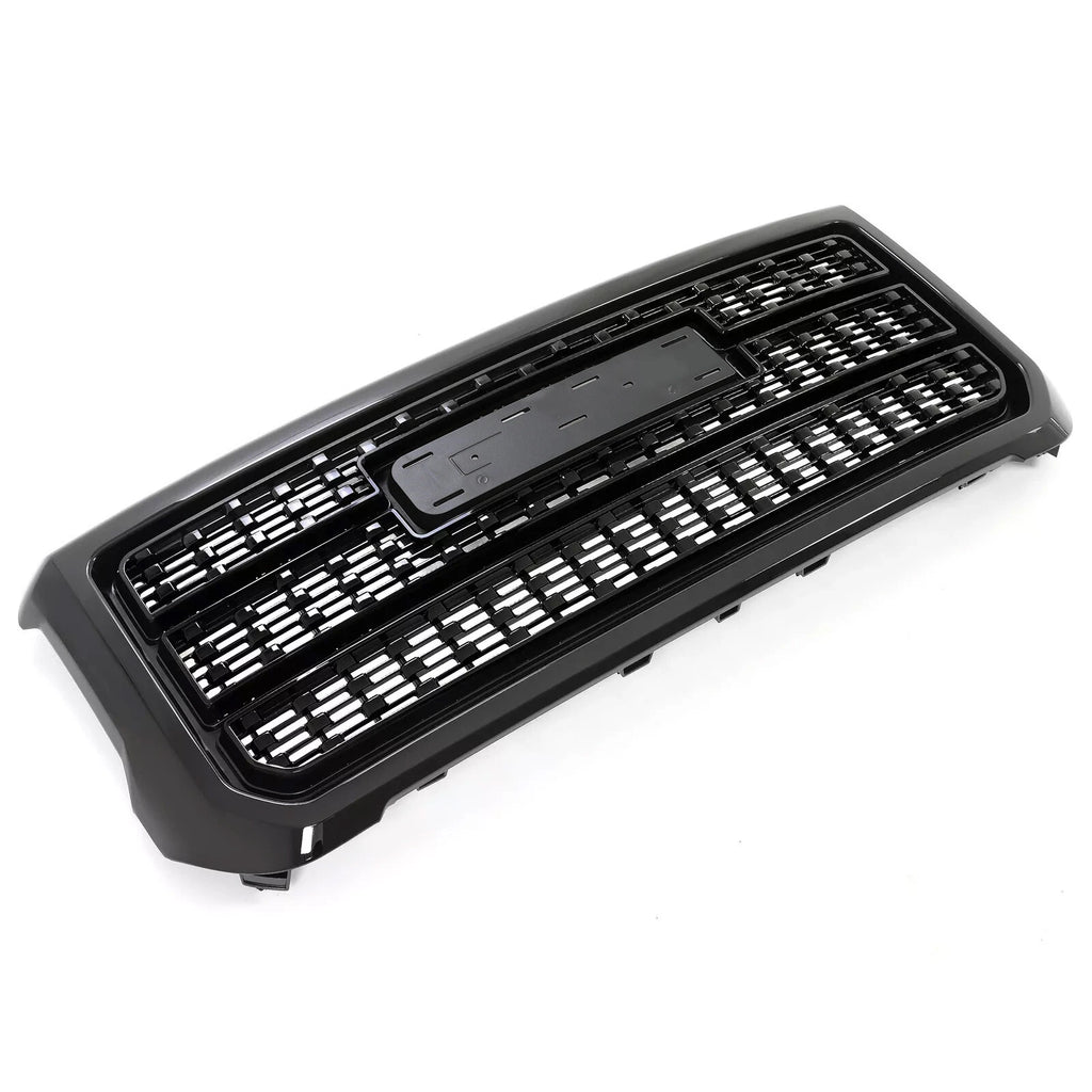 Front Bumper Upper Grille Gloss Black W/Snap for GMC Sierra 2500HD 3500HD (2015–2019)